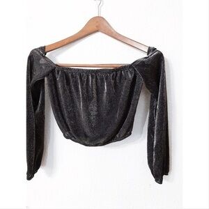 Fashion Nova metallic off the shoulder crop top nwot